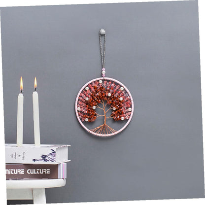 Yardwe Nordic Chime Creative Wind Chime with Life Tree Design for Garden Decor Chic Pink Courtyard Ornament Family and Friends Special Occasions
