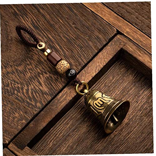 Vintage Brass Bell Six-Word Bell Keychains Tibetan Buddhist Meditation Bell Lanyard Car Hanging Pendants Accessories