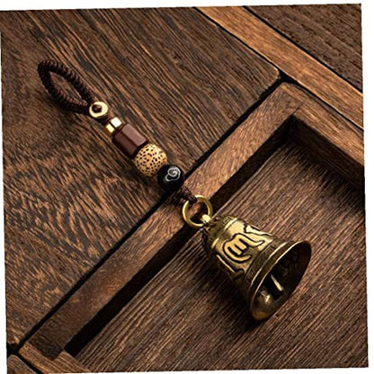 Vintage Brass Bell Six-Word Bell Keychains Tibetan Buddhist Meditation Bell Lanyard Car Hanging Pendants Accessories