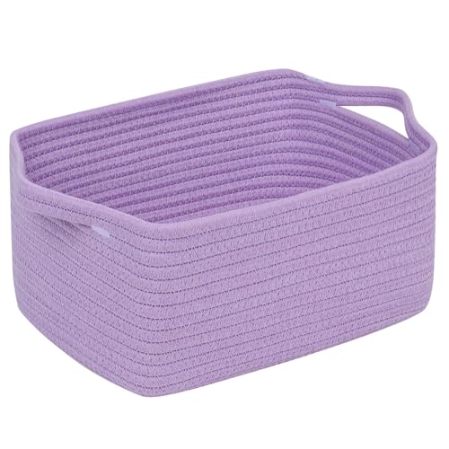 CubesLand Cube Storage Organizer Basket Bin, Cube Shelf Shelves Cotton Rope Basket, Durable Woven Rectangular Basket for Organizing, Nursery Toys Basket, 14x10x7.08IN Purple Basket - color: Purple, size: 14''x10''x7.08''