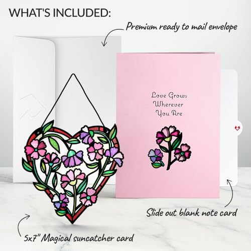 Lovepop Love Suncatcher Card for Her and Him - 3D Greeting Cards for Boys, Girls, Men, Women - Love Grows - 5" x 7" Heart Card - Blank Note Card & Envelope Included - color: Love Grows Heart Suncatcher Card