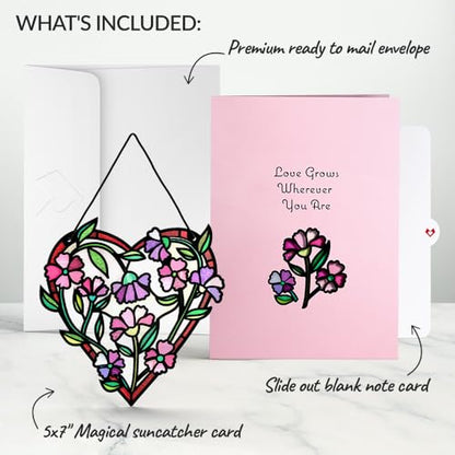 Lovepop Love Suncatcher Card for Her and Him - 3D Greeting Cards for Boys, Girls, Men, Women - Love Grows - 5" x 7" Heart Card - Blank Note Card & Envelope Included - color: Love Grows Heart Suncatcher Card