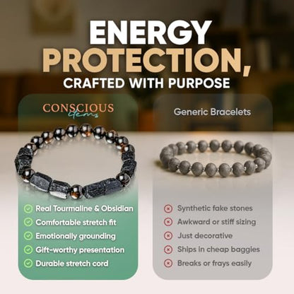Conscious Items Protection Bracelets for Women & Men, Healing Crystal Bracelet with Natural Stones for Energy Shielding, Grounding, Stress, & Negative Energy Protection - style: The Spiritual Protection Bracelet