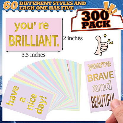 Jinei 300 Inspirational Affirmation Cards Bulk Daily Positive Motivational Gifts Cards Small Mini Encouragement Quotes for Women Coworker Team(Gilded Style) - style: Gilded Style