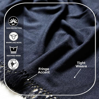 Meditation Shawl or Meditation Blanket, Shawl/Wrap, Oversize Scarf/Stole. Large. Unisex. - color: Denim Blue