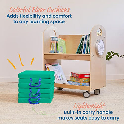 ECR4Kids SoftZone Floor Cushions, Square, Flexible Seating, Emerald, 6-Piece - color: Emerald