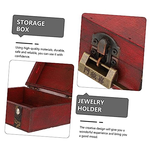 Practical Wooden Storage Box Retro Style Sundries Organizer Elegant Jewelry Box Lock
