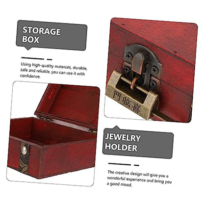 Practical Wooden Storage Box Retro Style Sundries Organizer Elegant Jewelry Box Lock