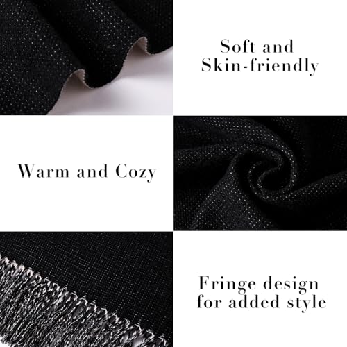 maamgic Womens Scarf Large Pashmina Shawls and Wraps Light Blanket Scarf for Evening Dress Warm Daily Travel Office - color: Black and Grey