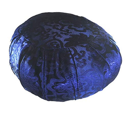 Taraluna - Fair Trade, Organic & Green Gifts Zen Zafu Sitting or Meditation Cushion with Silk Brocade Cover, Blue