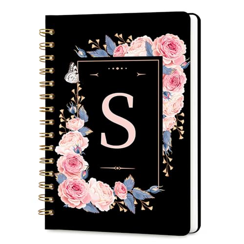 Lined Spiral Journal Notebook, A5 College Ruled Spiral Notebook for Women, Hardcover with Elegant Design for Work and Note-Taking, 5.5 * 8.25 inch, 160 Pages, Letter S - color: S