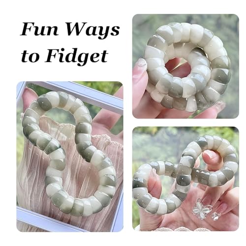 Roe Dolph Bodhi Bead Fidget Anxiety Bracelet for Women Men Chunky Stretch Beaded Mindful Jewelry Daily Reminder Gift for Mom Wife Friend - color: A1:grey