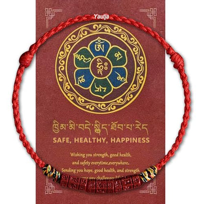 yautja Tibetan Buddhist Lucky Red String Bracelets Spiritual Protection Handmade Adjustable Red Buddha Bracelet Yoga Prayer Cinnabar Beads Amulet Bracelet Evil Protection Women Jewelry Gift for Health Charm Wealth Good Fortune - color: red with talisman