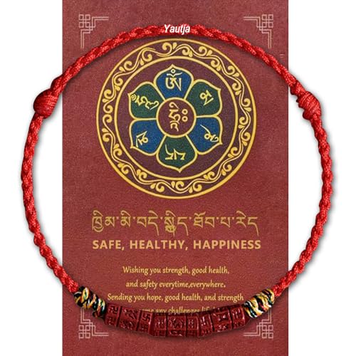 yautja Tibetan Buddhist Lucky Red String Bracelets Spiritual Protection Handmade Adjustable Red Buddha Bracelet Yoga Prayer Cinnabar Beads Amulet Bracelet Evil Protection Women Jewelry Gift for Health Charm Wealth Good Fortune - color: red with talisman