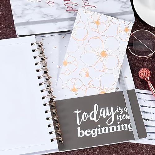 Ruled Notebook/Journal - Spiral Notebook with Premium Thick Paper, 8.5" X 6.4", College Ruled Spiral Notebooks, Waterproof Hardcover, Perfect for Daily - color: black white