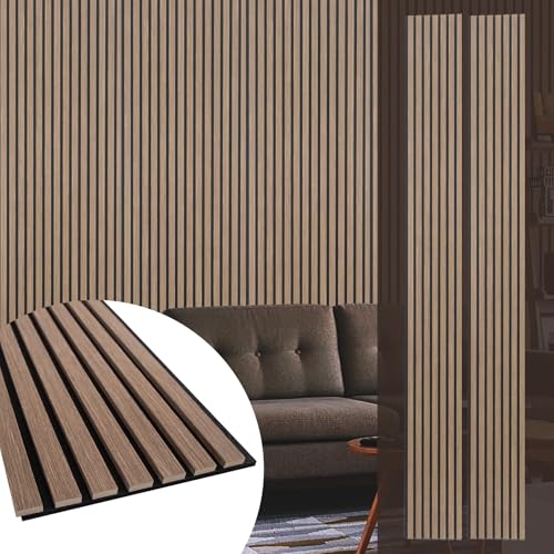 Yuzzy Wood Panels for Wall - 9 Feet Dark Walnut Wood Slat Acoustic Panels 2 PCS - Modern Sound Absorbing Wall Panels for Interior Wall Decor for Home, Office, Studio - color: Dark Walnut, size: 2pcs - 108 * 11 in