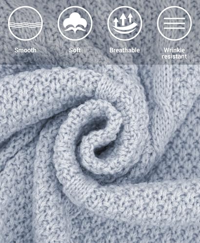 MissShorthair Knit Shawl Wraps for Women Boho Crochet Shawls Cape Open Front Cardigan - color: Light Blue