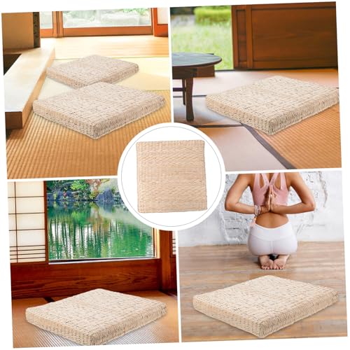 Zerodeko 1pc Hand-Woven Straw Meditation Mat for Home Use Cushion for Yoga Tatami and Zen Practices and Attractive Design for Meditation Spaces