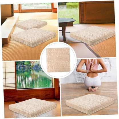 Zerodeko 1pc Hand-Woven Straw Meditation Mat for Home Use Cushion for Yoga Tatami and Zen Practices and Attractive Design for Meditation Spaces