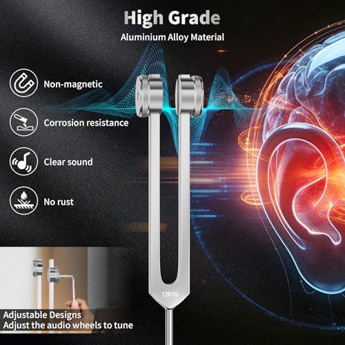 Tuning Fork Kit for Healing - 128Hz, 136.1Hz, 256Hz, 384Hz Weighted & Unweighted Tuning Forks for Chakra Sound Therapy, Meditation, Yoga, Stress Relief & Relaxation - Comes with Pouch, Ideal Gift