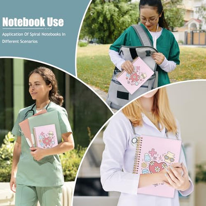 WUCHJ Dental Gifts Notebook, Pink Dental Hygienist Assistant Journal, Retro Pink Floral Tooth Spiral Notebook Journal for Note Taking, Dentist Office Supplies, 5.5x8.3 Inch - color: Pink teeth hearts