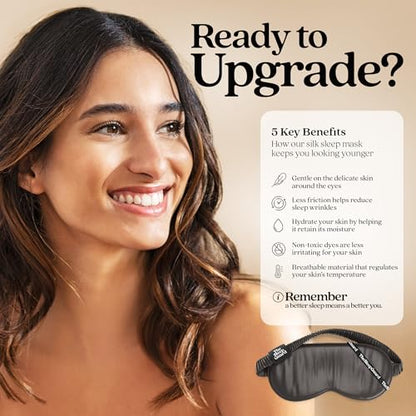 Pure Silk Sleep Mask [100% 6A Mulberry Silk, 22 Momme] Light Blocking Travel Essentials. Eye Masks for Sleeping. Black Oeko-Tex Blindfold. Eye Covers for Men & Women - color: Charcoal Grey