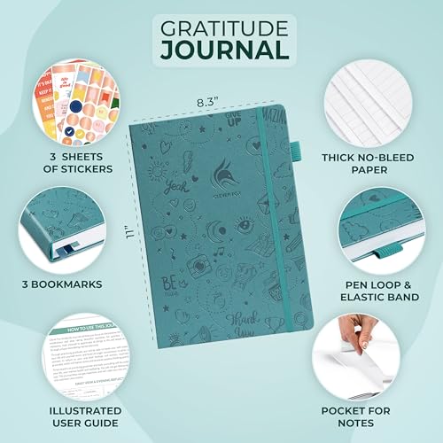 Clever Fox Gratitude Journal Large – Happiness, Positivity & Affirmation Journal – Inspirational Daily Notebook, 3 Months, 8.3x11” (Aquamarine) - color: Aquamarine, size: A4 (8.5" x 11")