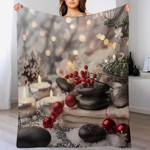 Zens Stones Orchid Throw Blanket, Soft Lightweight Cozy Warm Christmas Balls Candle Flannel Blankets for Couch Bed Travel, 40"x50" - color: Zens Stones Orchid, size: 40"x50"