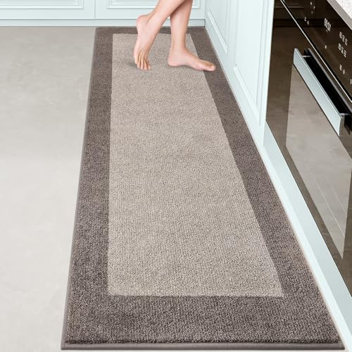 Machine Washable Kitchen Rug 24" x 84", Non Slip Kitchen Mat for Floor, Absorbent Entrance Runner Rug for Bedroom, Hallway, Bathroom, Door (Roll Packing) - color: Beige, size: 24" X 84"