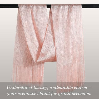 Sumolux Shawls Wraps for Evening Dresses Metallic Glitter Shawls Scarf for Women Sparkling Wedding with Free Buckle - color: Light Pink