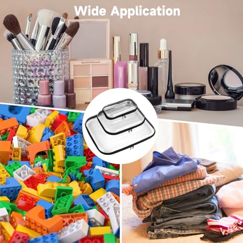 3-Piece Transparent Hard Shell Zippered Cases, 3 Sizes, Double Zipper Portable Organizers For Makeup, Snacks, Toys, Waterproof Storage Bags