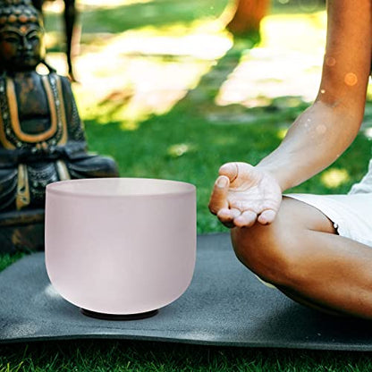 TOPFUND G Note Crystal Singing Bowl Throat Chakra 8" with Heavy Duty Carrying Case and Suede Mallet - color: G Note, size: 8 inch