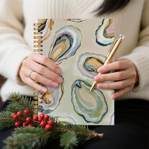 Oyster Gifts Spiral Notebook 5.5x8.3, Coastal Beach Oyster Shell Journal, Ocean Journal Gifts, Beach Notebooks for Note Taking - color: Notebook-04
