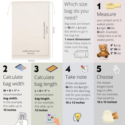 100 Percent Cotton Drawstring Bags, Reusable Quality with Double String, For Pantry Gifts Packing Kitchen Shoes - Pack of 6 (Natural Beige, 10 x 15 Inch) - color: Natural Beige, size: 10 x 15 Inch