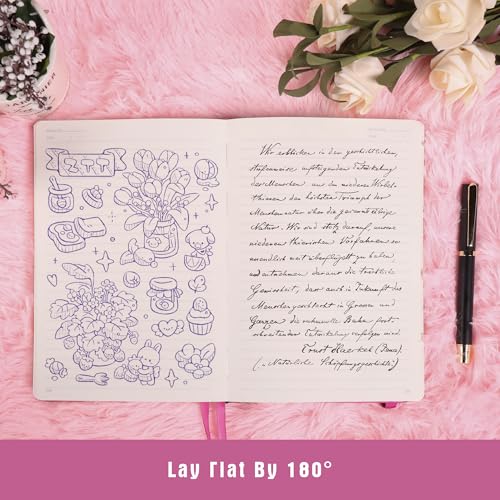 TIEFOSSI Lined Journal Notebook for Women Men, Leather Journal with Pen, A5 Evil Eye Hardcover Notebook for Work, Journaling, Travel & School, 100 GSM Thick Paper, 320 Numbered Pages, 6.2 x 8.3 in - color: Light purple