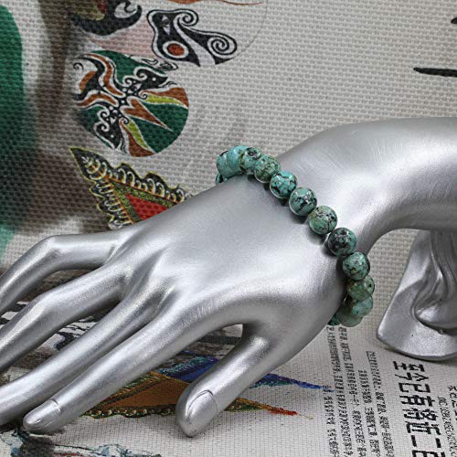Keleny Fashion Crystal Man Women Stretch Bracelet 10mm Round Beads Rock Jasper 7 Inch Unisex - color: Green A Grade African Turquoise Howlite