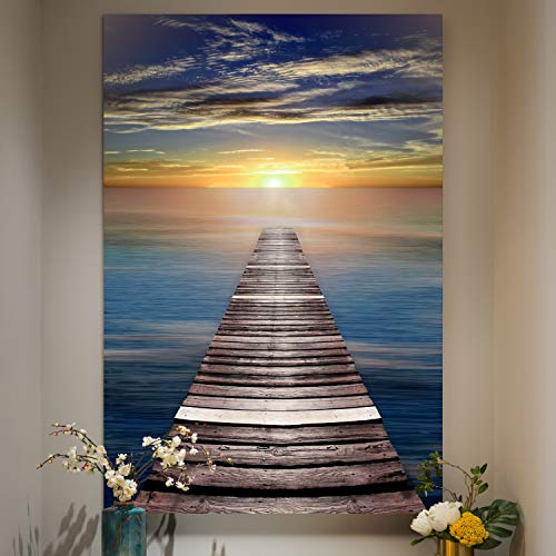 Renditions Gallery Canvas Nature Wall Art Home Scenic Paintings & Prints Calm Caribbean Dusk Glam Romantic Modern Wall Hanging Decorations for Bedroom Office Kitchen Artwork - 18"x27" LT06 - color: Caribbean Dusk, size: 27"L x 18"W
