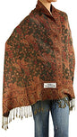 Falari Women's Reversible Paisley Pashmina Shawl Wrap Scarf For Evening Dresses Festivals Any Occasions All Seasons 80"x27" - color: Style 1 - Dark Grey