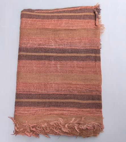 Artistic Retro Cotton And Linen Scarf, Plain Tie Dye Gradient Autumn And Winter New Soft Cotton Shawl - color: Earth Orange