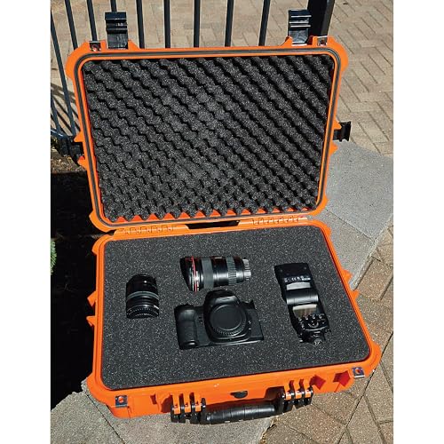 Strongway 20in. Plastic Waterproof Storage Case With Foam, Ammo Box, Fit Use of Drones, Camera, Equipments, Pistols,(Orange) - color: Orange