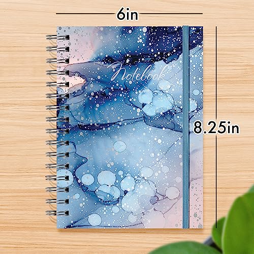 Designer Greetings, Designer Papers Flex Cover Journal with Elastic Band, Blue “Notebook” Watercolor Marble with Silver Dotted Print - 320 Pages (6” x 8.25”) - Perfect for Work, School, Creative - style: Blue Watercolor Marble