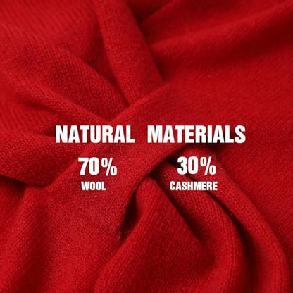 Cashmere Blend Shawl Wraps for Women,Cashmere Poncho Pashmina for Women Travel Scarf for All-Season with Gift Box - color: Red