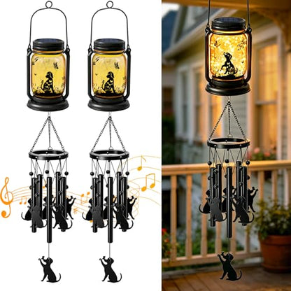 2 Pack Solar Dog Wind Chimes for Outside, Birthday Mother' s Day Gifts for Mom Women Grandma,Solar Dog Wind Chime Light Hanging Wind Chimes Outdoor,IP65 Waterproof, Yard Garden Terrace - size: 2 pack- Dog jar wind chime