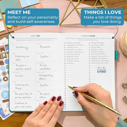 Clever Fox Happiness Notebook – Daily Positivity Journal for Women with Prompts & Positive Quotes – Affirmation & Self Esteem Gifts (Turquoise) - color: Turquoise