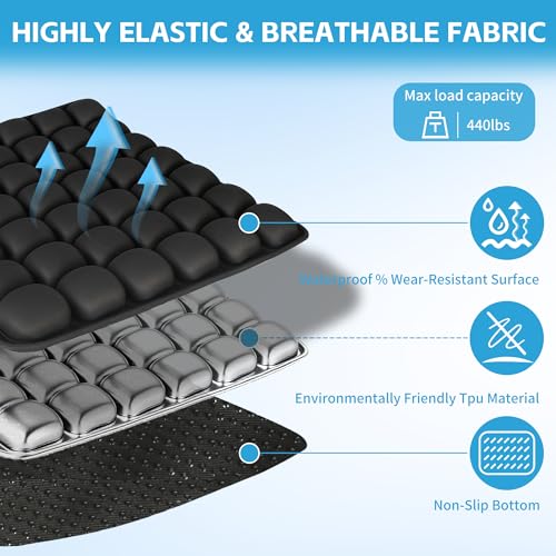 Sondour Travel Seat Cushion, Airplane Cushion Long Flight, Airplane Gadgets Inflatable Seat Cushions, Portable Airline Cushion With Air Pump, Wheelchair Cushions,Pressure Relief Seat Cushion-1 Black - color: Black