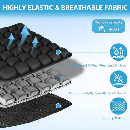 Sondour Travel Seat Cushion, Airplane Cushion Long Flight, Airplane Gadgets Inflatable Seat Cushions, Portable Airline Cushion With Air Pump, Wheelchair Cushions,Pressure Relief Seat Cushion-1 Black - color: Black