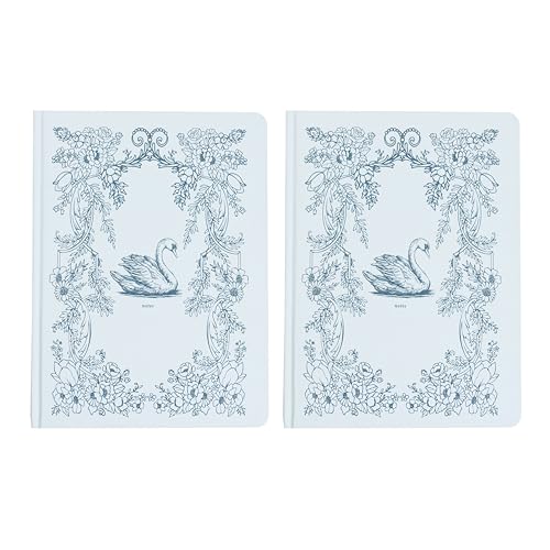 Pearhead Hardcover Journal Notebook 6x8 – Blue Swan College-Ruled Writing Journal with 200 Lined Pages for Notes, Work & Journaling (Pack of 2) - color: Blue Swan Journal 2-pack