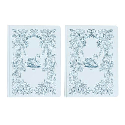 Pearhead Hardcover Journal Notebook 6x8 – Blue Swan College-Ruled Writing Journal with 200 Lined Pages for Notes, Work & Journaling (Pack of 2) - color: Blue Swan Journal 2-pack