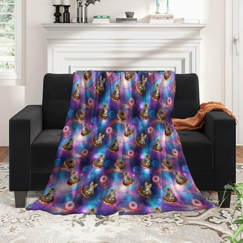 Kids Adults Soft Cozy Blanket, Galaxy Doughnut Donut Cat Keep Warm Throw Wrap Oversized Wearable Blanket, School Blanket - color: Pattern 10, size: 60x80inch-adults