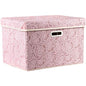 Larger Collapsible Storage Bin with Lid [1-Pack] Fabric Decorative Storage Box Cube Organizer Container Baskes with Handles Divider for Bedroom Closet Living Room Pink 17.7x11.8x11.8 Inch